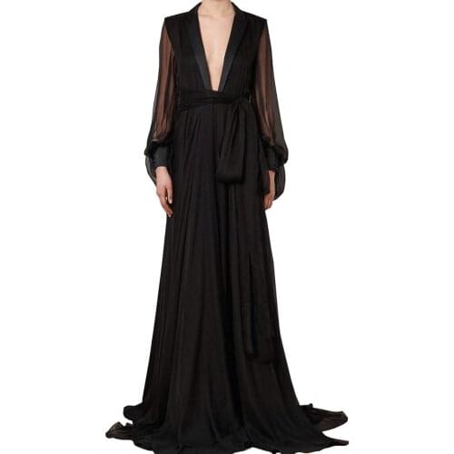 Womens Satin Robes Bridal Wedding Party Loungewear Nightgown Lace Long Bathrobe Sleepwear with Belt