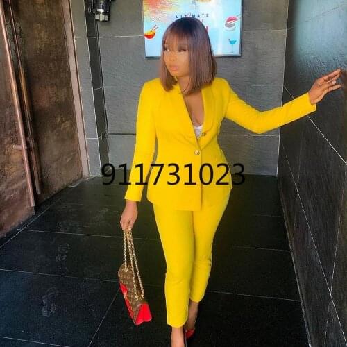 2021 Winter Women Set One Shoulder Irregular Print Strapless Blazers + Pants Suit Two Piece Set Office Lady Business Uniform