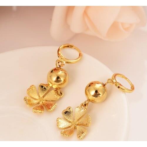 Gold flower drop earring Ethiopian/Nigeria/Kenya /Ghana Gold Dubai India african Arab Middle Eastern Jewelry Mom girl Gifts