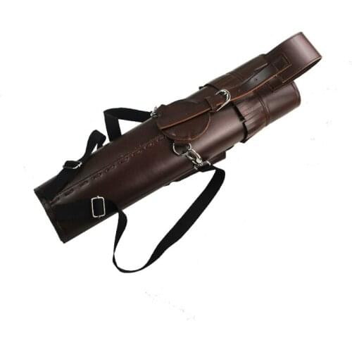 1 pcs/lot PU Leather Brown Arrow Quiver Back / Side Holder Bag with Braces for Bow Archery Hunting Outdoor