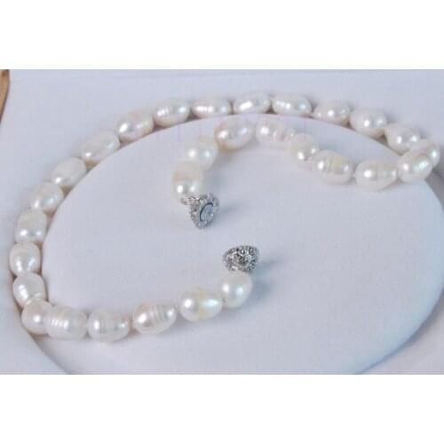 10-11MM white Freshwater cultured pearl necklace 18" LL0011