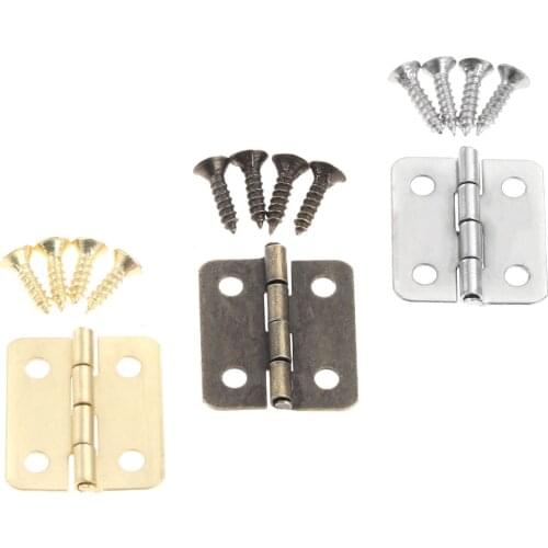 10pcs Hinges w/screw Fillet Silver/Antique bronze/Gold 18*16mm Decor Cabinet Wooden Box Jewelry Wine Case Vintage Four Holes