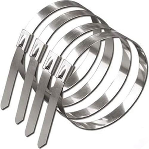 200Pcs Metal Cable Tie Stainless Steel Cable Tie Marine Cable Tie with Iron Wire Fixing Buckle Photovoltaic Power Tie