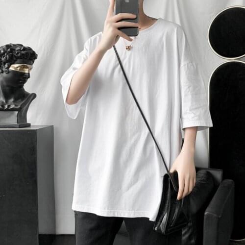 2021 Summer Basic T Shirts Men Daily Casual Harajuku 100% Cotton Loose Short Sleeve O-Neck Plain Tops Tees 4XL 5XL