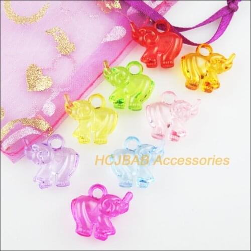 40 New Animal Elephants Charms Acrylic Plastic Pendants Clear Mixed 17.5x19mm