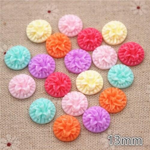 50pcs 13mm Mix Colors Resin Daffodil Round Cameo Flatback Cabochon DIY Jewelry Phone Decoration