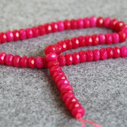 5x8mm New Faceted Red beads chalcedony beads Round DIY Beads stones 15" Jewelry making design wholesale