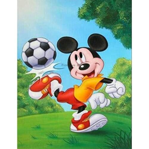 Disney Diamond Embroidery Full Square Drill Diamond Painting Playing Football Mickey Mouse Cross Stitch Kits Mosaic Home Decor