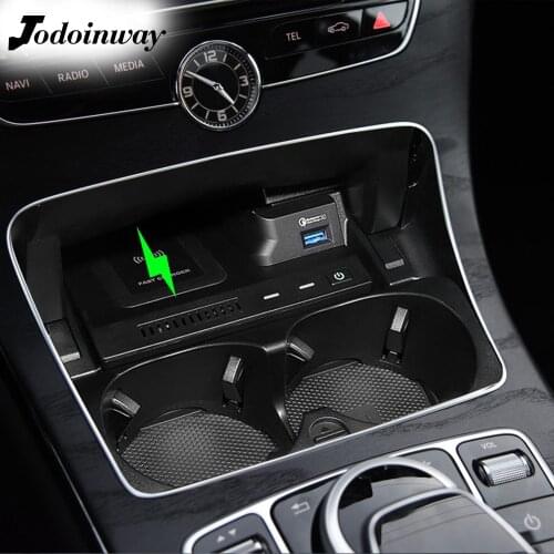 QI wireless charger for Mercedes Benz C Class W205 C180 C200 C260 GLC accessories for AMG C43 C63 for iphone 11 charging board