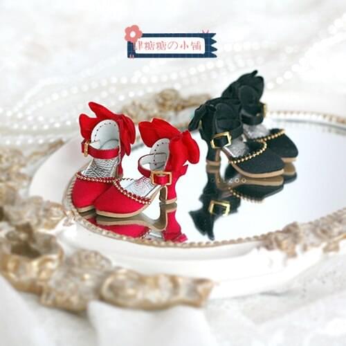 Blythe doll Shoes Vintage heels with cute bow satin heels Orephia Azone Mmk OB22 doll shoes accessories