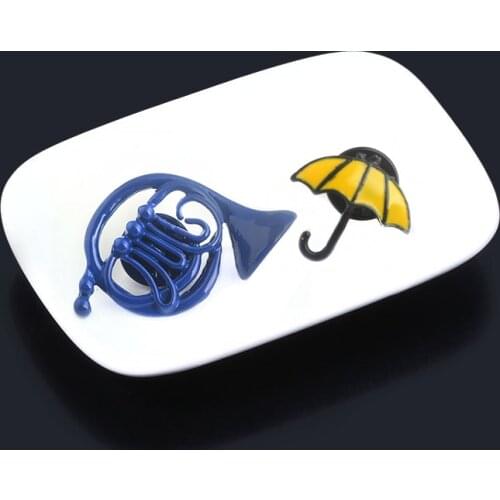MIDY Movie How I Met Your Mother Pins Brooch HIMYM Cute Blue French Horn Yellow Umbrella Enamel Brooches Bag Hat Accessories