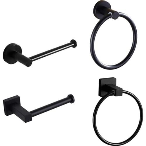 Black Towel Ring Bathroom Towel Rack Towel Bar Black Round Stainless Steel Zinc Alloy Towel Ring Bathroom Hardware Accessories