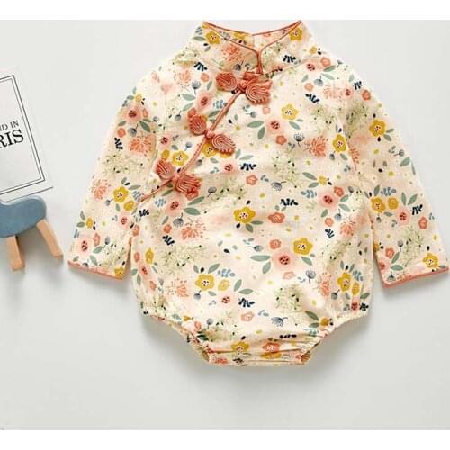 Autumn New Baby Girl Clothes Toddlers Girls Flower Print Bodysuit Baby Long Sleeve Jumpsuit Infantil Fashion Costume