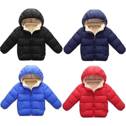 Children Warm Coat Winter Baby Girls Boy Plus velvet thickening Hooded Jacket Cotton-padded Coat 2-8Y Toddler Kids Clothing