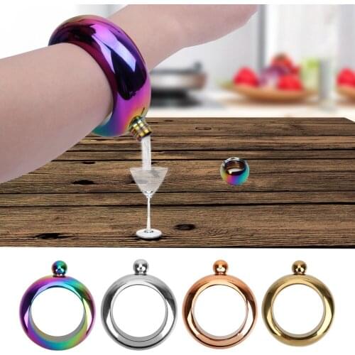 For Whiskey Vodka Alcohol Round Chic Hip Flask Bangle Hip Flask Drinkware Accessories Bracelet Elegant Wine Bottle 3.5 oz