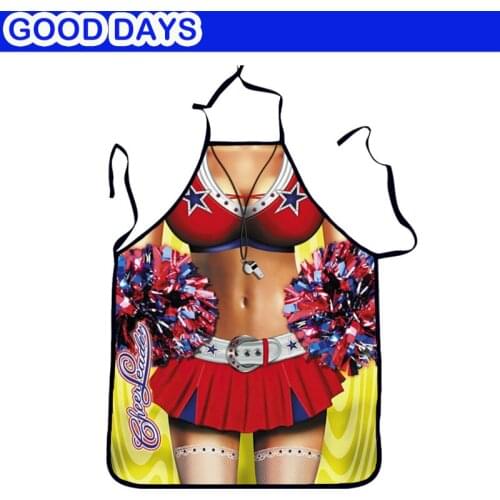 Cheerleading Girl Print Pattern Apron Chef Waiter Kitchen Cook Apron Polyester Halter Bib Delantal Cocina For Man Woman Apron