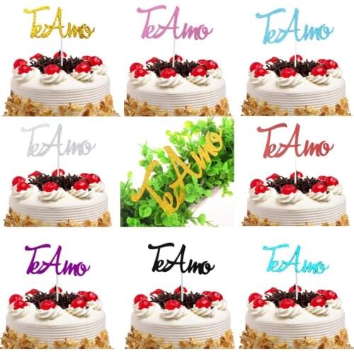 Cake Flags Te Amo Spainish Love You Valentines Day Birthday Cake Toppers Wedding Bride Party Decor DIY Cake Topper Personalized