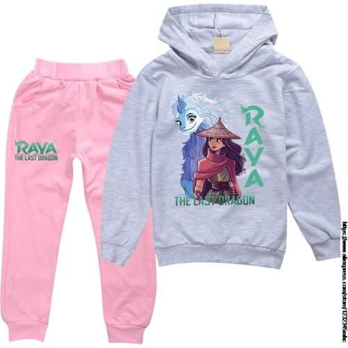Raya and The Last Dragon Boys Girls Hoody T-Shirt Pants 2pcs Sets Tracksuit Anime Print Children Kids Baby Clothes