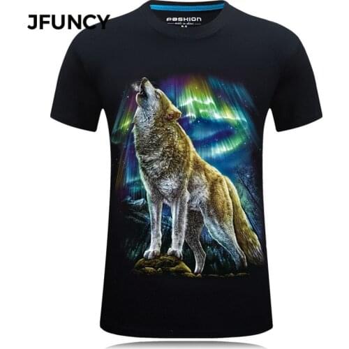 JFUNCY Men 3D T-shirt Summer Casual Tshirt Harajuku Animal Wolf Print Hip-hop Tee Shirts Short Sleeve Male Tops Clothing