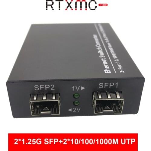 Gigabit Ethernet Switch Ethernet Fiber 2 Port 1.25G SFP Fiber & 10/100/1000Mbps UPT Gigabit Fiber Switch With Power
