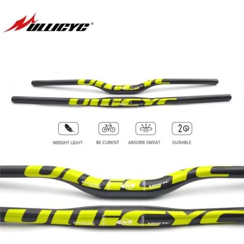 Ullicyc Mountain Bike 3K Full Carbon Handlebar Flat/Rise Carbon Bicycle Handlebar MTB Part Fluorescent yellow 31.8 CB186