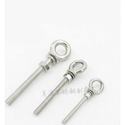 HQ EB02 Marine Grade Stainless Steel 316 Extended Long Eye Bolt DIN580 Metric Thread M6-M10 Lifting Eyebolt