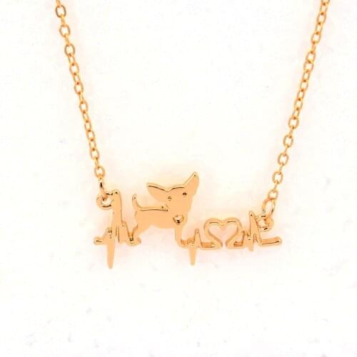 Hzew animal pendant necklace dog Chihuahua Electrocardiogram heart necklaces gift women Children