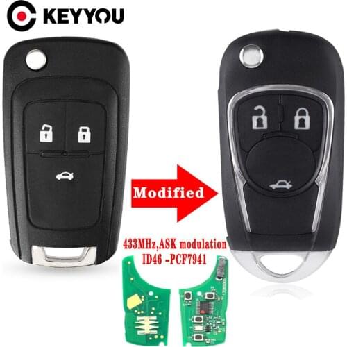KEYYOU For Chevrolet 3Buttons Folding Car Remote Key for Chevrolet Malibu Cruze Aveo Spark Sail 2/3/4 Buttons 433MHz With Logo