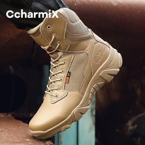 CcharmiX High Quality Military Leather Combat Boots for Men Infantry Tactical Boots Army Shoes Waterproof training boots 47