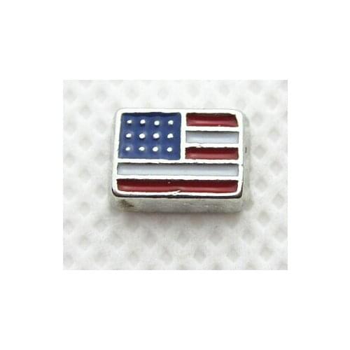 Hot selling 50pcs/lot American flag floating charms living glass floating memory lockets
