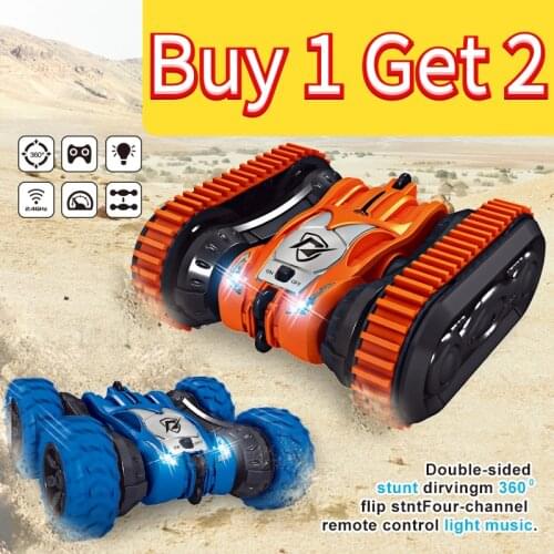 Stunt RC Car 4wd Water & Land 2in1 Remote Control Car 2.4G Double Side Flip Amphibious Drift Car Toys for Kid Gift Boys