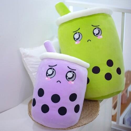 25-70CM Cute Bubble Green Purple Boba Tea Cup Throw Pillow Cushion Stuffed Food Milk Tea Soft Plush Doll Toy