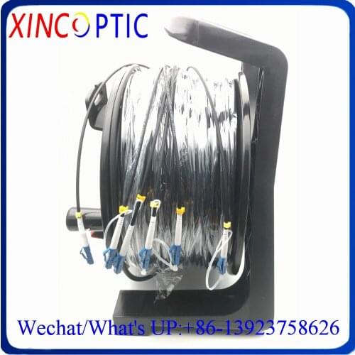 MM,6C,OM2,50/125 LSZH/TPU Armored Black Cable,4.8mm,6Cores 100M LC-LC/ST/SC/FCUPC Fiber Optic Patch Cord Jumper With PCD235 Reel