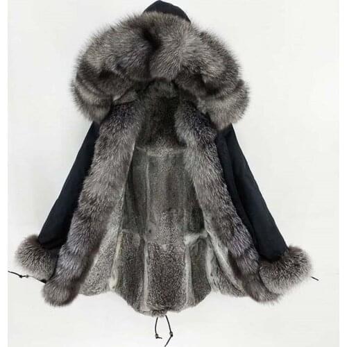 2021 Waterproof Men Parka Winter Jacket Long Real Rabbit Fur Coat 7XL Man Parkas Natural Raccoon Fur Hood Real Rabbit Fur Liner