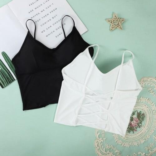 Solid Color One-piece Tube Top Womens Casual Womens Tube Top Comfortable Shoulder Strap Bra Top Underwear