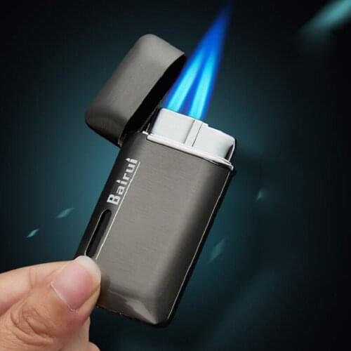 Portable Metal Double Torch Lighters Mini Butane Gas Cigar Cigarette Lighter Outdoor Camping Survival Igniter Gadgets For Men