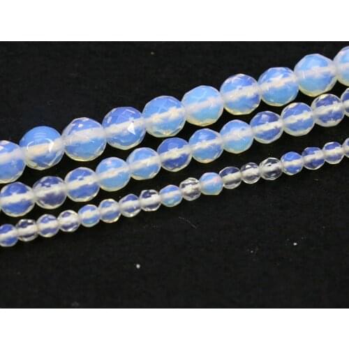 Transparent white opal faceted 4/6/8mm size optional stone beads round loose beads 15" DIY jewelry design