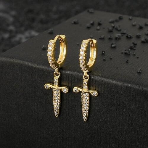 Hip HOP Pure Gold Plating Earrings CZ Bling Ice Out Stud Earring Cubic Zironia Stone Round 10mm Earrings for Men Women Jewelry