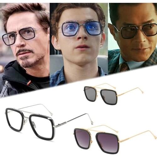 Fashion Cosplay Edith Sunglasses Prop Iron-Man Glasses Movie Superhero Peter Parker Sunglasses Anti-UV Unisex Sunglasses Gift