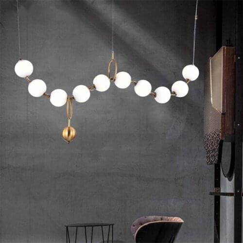 Post Modern Glass Ball Necklace Pendant Lights Luxury Villa Duplex Living Room Restaurant Hanging Lamps Nordic Metal Fixtures