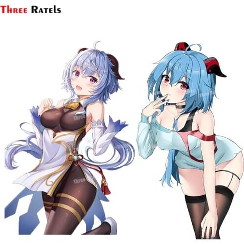 Three Ratels A246 Cartoon Car Sticker Ganyu For Genshin Impact Anime Vinyl Rear Windshield Trunk Decal