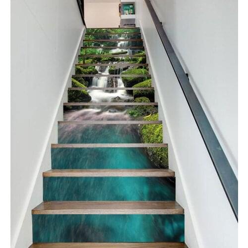 Rainforest Waterfall Staircase Sticker For To The Second Floor Decorative House Stairs Art Decals Peel & Stick Vinyl Wallpaper