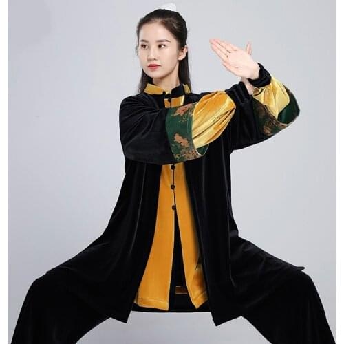 Velour Wushu Clothing Morning Exercise Martial Arts Suit Taichi Performance Kung Fu Outfit Winter Velvet Tai Chi Uniform 12431