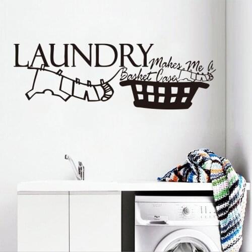 Vinyl Wall Stickers for Laundry Room Makes Me A Basket Case Mural Wall Decals Wallpaper Home Decor House Decoration DD0767