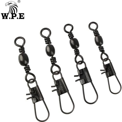 W.P.E 30/50pcs Fishing Swivel 5#-8# Fishing Connector Barrel Swivel Interlock Snap Pin Rolling Lure Fishhook Fishing Tackle