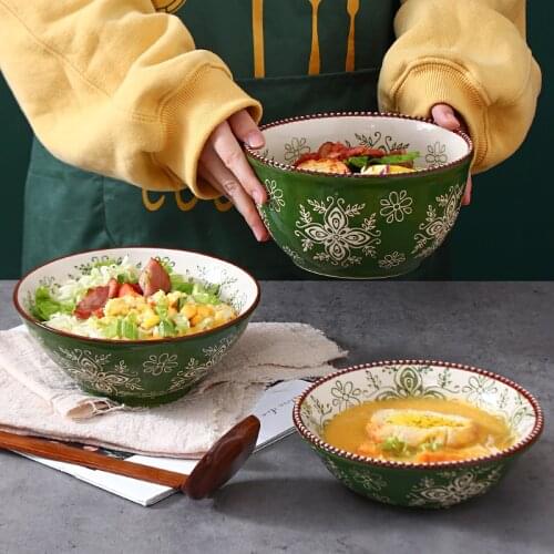 Japanese Ceramic Soup Bowl Large Ramen Bowl Hats Salad Bowl Household Bowl Tableware