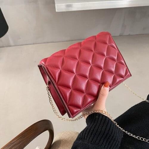 Womens shoulder bag 2021 spring new messenger bag texture rhombus embroidery thread all-match small square bag