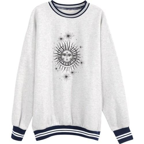 Women Hoodies Plus Size Autumn Winter Sun Star Sweatershirts Womens Loose Pullover Cute Youg Girls Clothes Gray Oversize