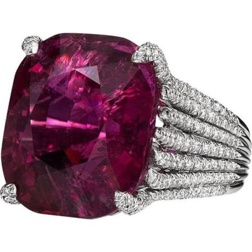 2021 New Fashion 3.0Ct 925 Sterling Silver Ring Natural Red Crystal Luxury Jewelry Brand Wedding Engagement For Women Gift