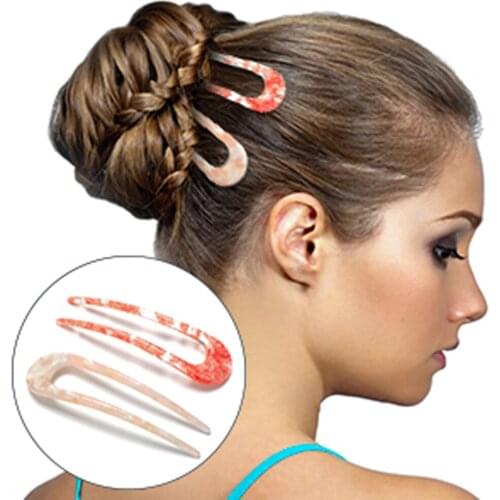 1pc Women Girls French Style U Shaped Hair Pin Stick U Shape Hair Clips Tortoise Shell Hair Sticks Maker Headwear Tool